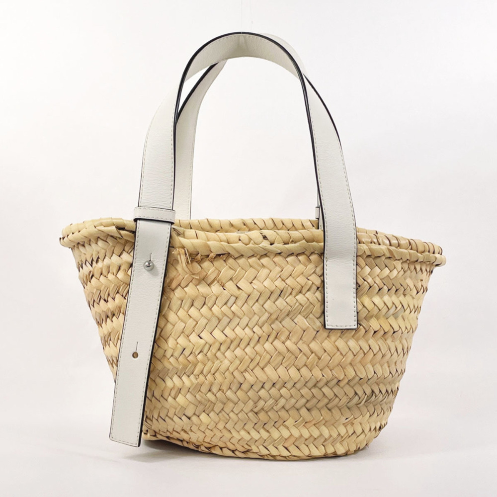 LOEWE Small Basket Bag A223S93X04 Raffia/Leather Beige Tote - Picture 3 of 10